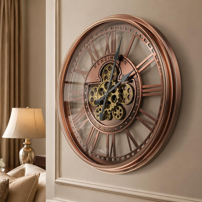 Moving Gears Wall Clock Vintage Bronze Arabic