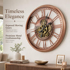 Moving Gears Wall Clock Vintage Bronze Arabic