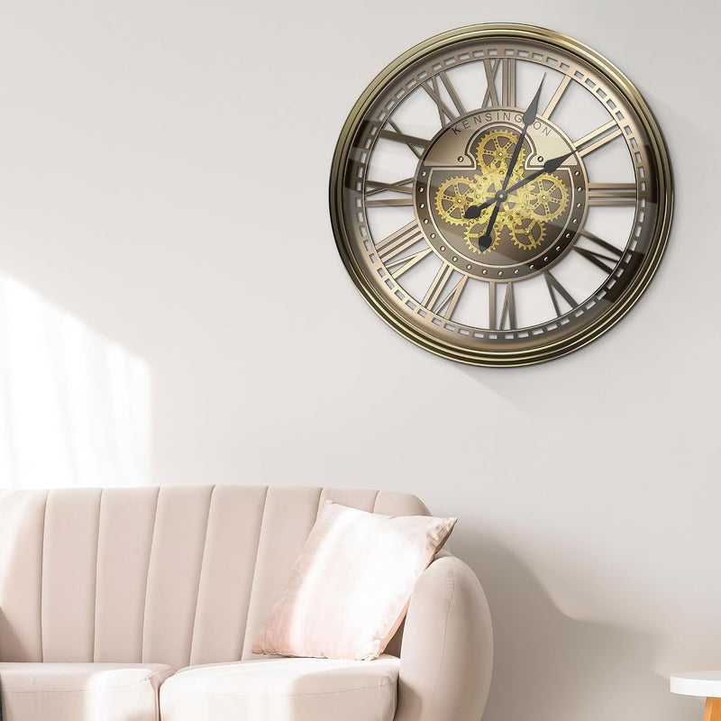 Moving Gears Wall Clock Vintage Bronze Arabic