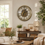 Moving Gears Wall Clock Vintage Bronze Arabic