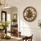 Moving Gears Wall Clock Vintage Bronze Arabic