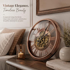 Moving Gears Wall Clock Vintage Bronze Arabic