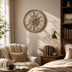 Moving Gears Wall Clock Vintage Bronze Arabic