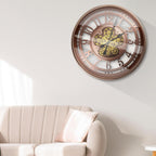 Moving Gears Wall Clock Vintage Bronze Arabic