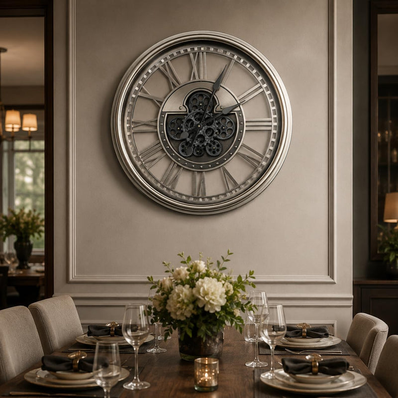 Moving Gears Wall Clock Vintage Bronze Arabic