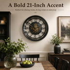 Moving Gears Wall Clock Vintage Bronze Arabic