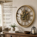 Moving Gears Wall Clock Vintage Bronze Arabic