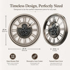 Moving Gears Wall Clock Vintage Bronze Arabic