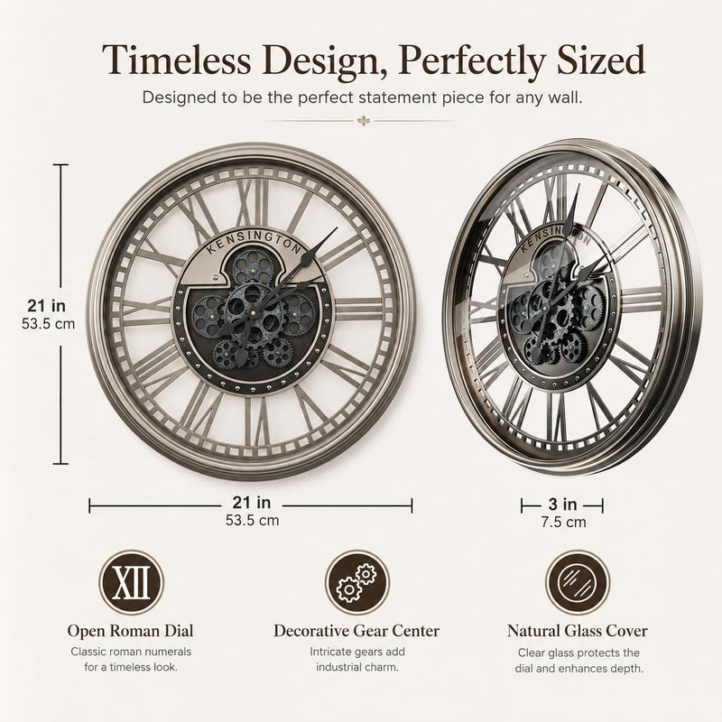 Moving Gears Wall Clock Vintage Bronze Arabic