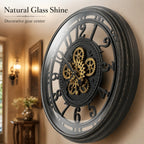 Moving Gears Wall Clock Vintage Bronze Arabic