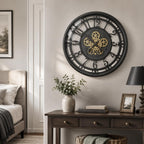 Moving Gears Wall Clock Vintage Bronze Arabic