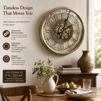 Moving Gears Wall Clock Vintage Bronze Arabic