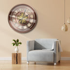 Moving Gears Wall Clock Vintage Bronze Arabic
