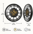 Moving Gears Wall Clock Vintage Bronze Arabic
