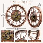 Moving Gears Wall Clock Vintage Bronze Arabic