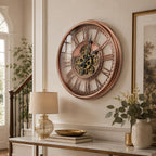 Moving Gears Wall Clock Vintage Bronze Arabic