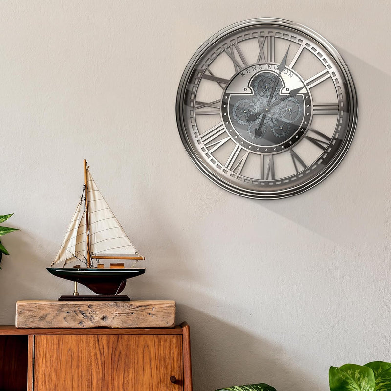 Moving Gears Wall Clock Vintage Bronze Arabic