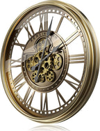 Moving Gears Wall Clock Vintage Bronze Arabic