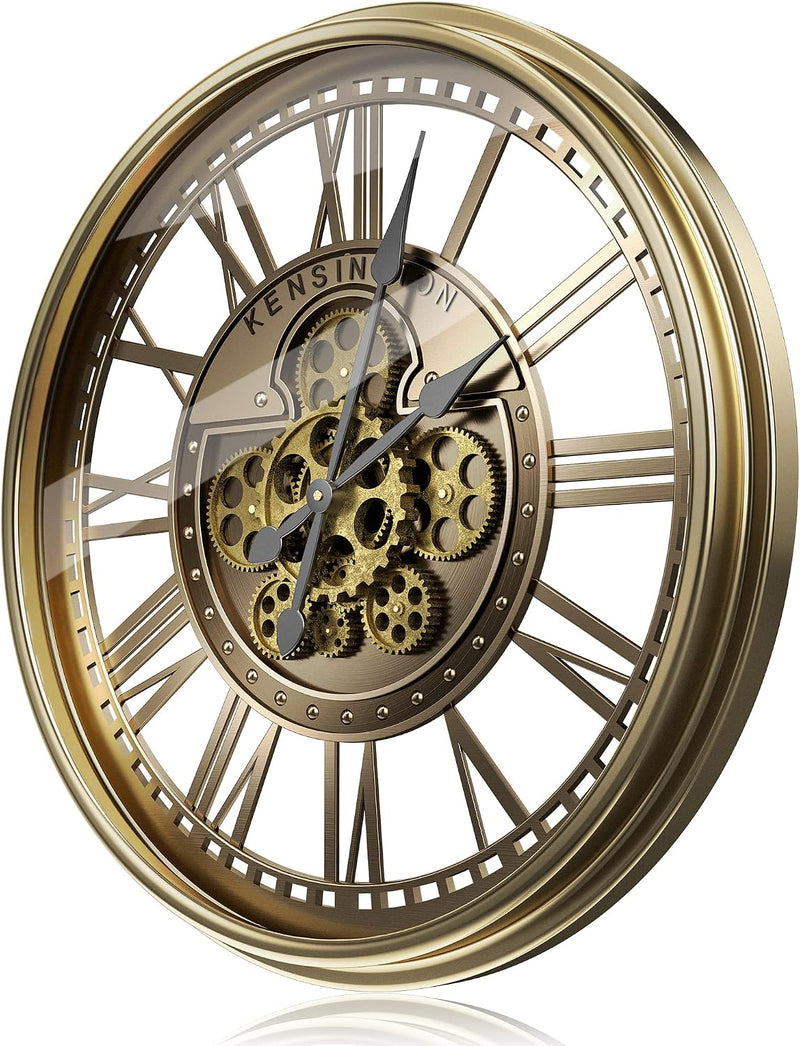 Moving Gears Wall Clock Vintage Bronze Arabic