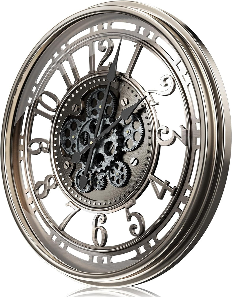 Moving Gears Wall Clock Vintage Bronze Arabic