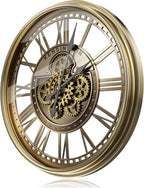 Moving Gears Wall Clock Vintage Bronze Arabic