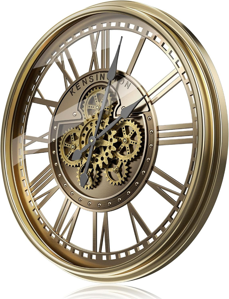 Moving Gears Wall Clock Vintage Bronze Arabic