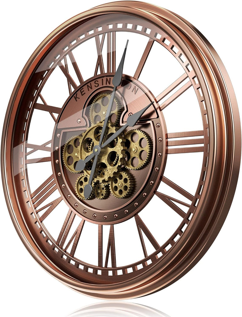 Moving Gears Wall Clock Vintage Bronze Arabic