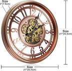 Moving Gears Wall Clock Vintage Bronze Arabic