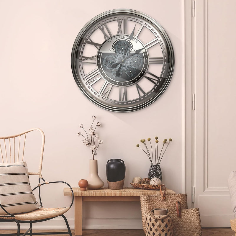 Moving Gears Wall Clock Vintage Bronze Arabic