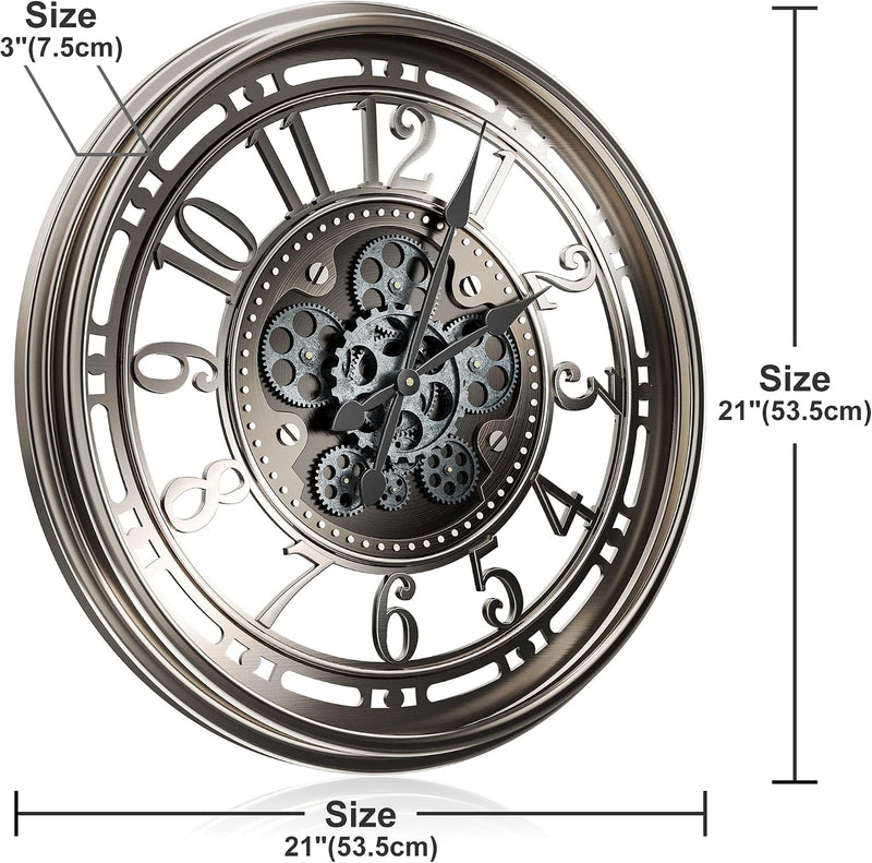 Moving Gears Wall Clock Vintage Bronze Arabic