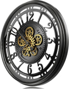 Moving Gears Wall Clock Vintage Bronze Arabic