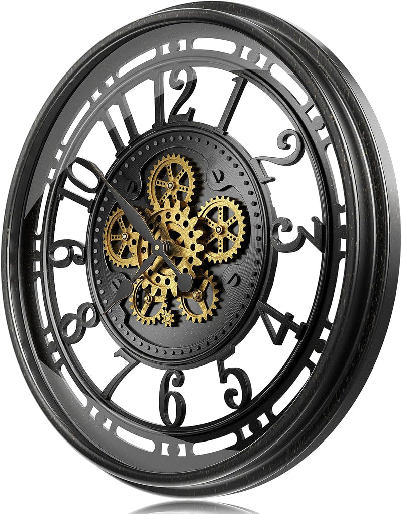 Moving Gears Wall Clock Vintage Bronze Arabic