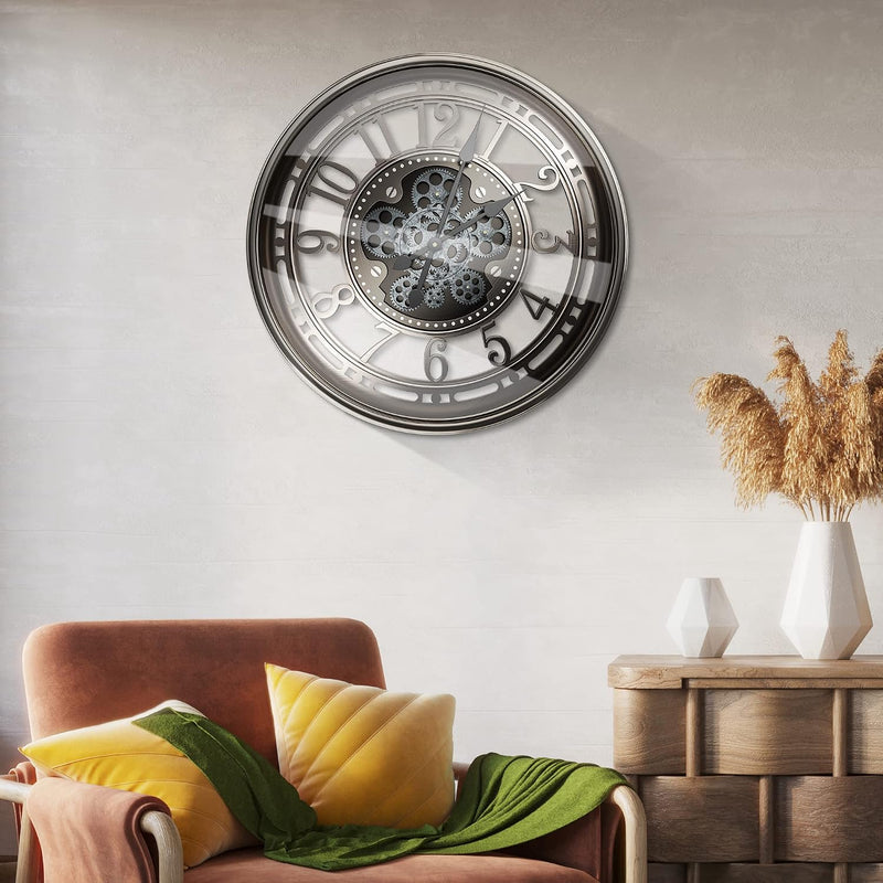 Moving Gears Wall Clock Vintage Bronze Arabic