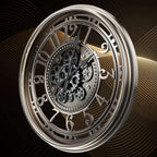Moving Gears Wall Clock Vintage Bronze Arabic
