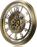 Moving Gears Wall Clock Vintage Bronze Arabic