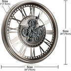 Moving Gears Wall Clock Vintage Bronze Arabic