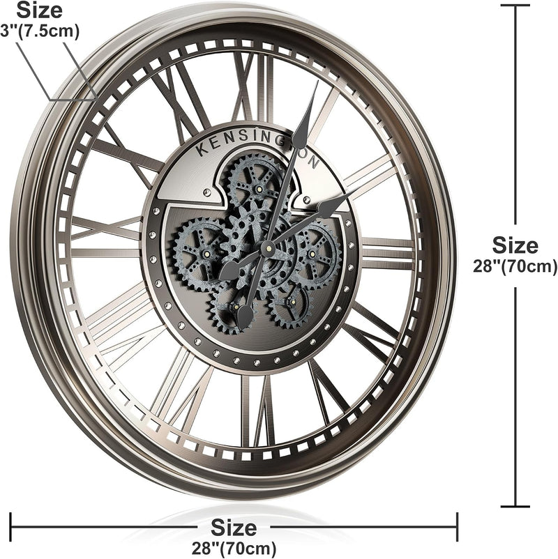 Moving Gears Wall Clock Vintage Bronze Arabic