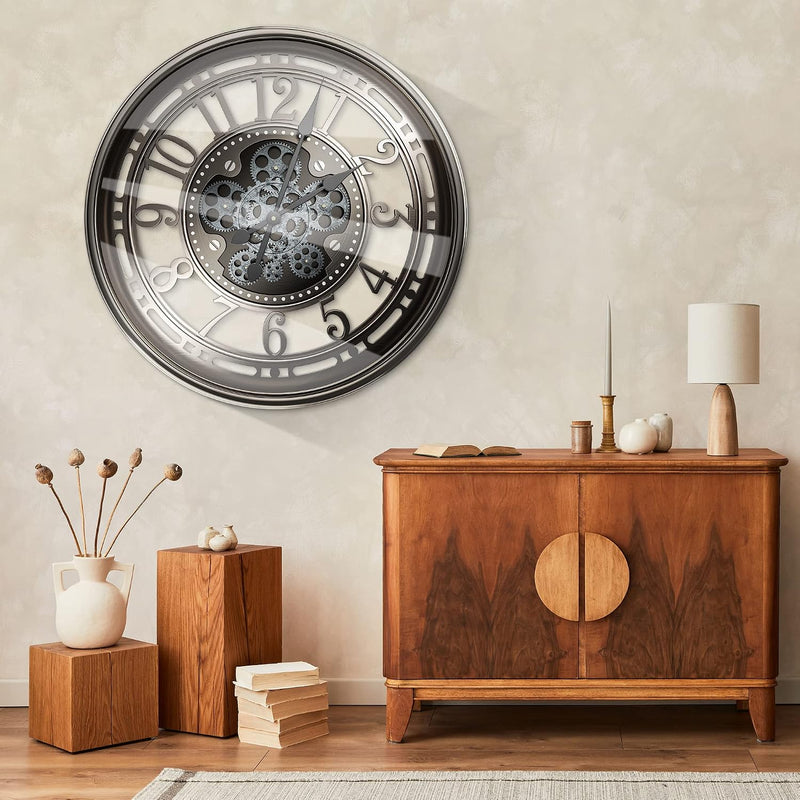 Moving Gears Wall Clock Vintage Bronze Arabic