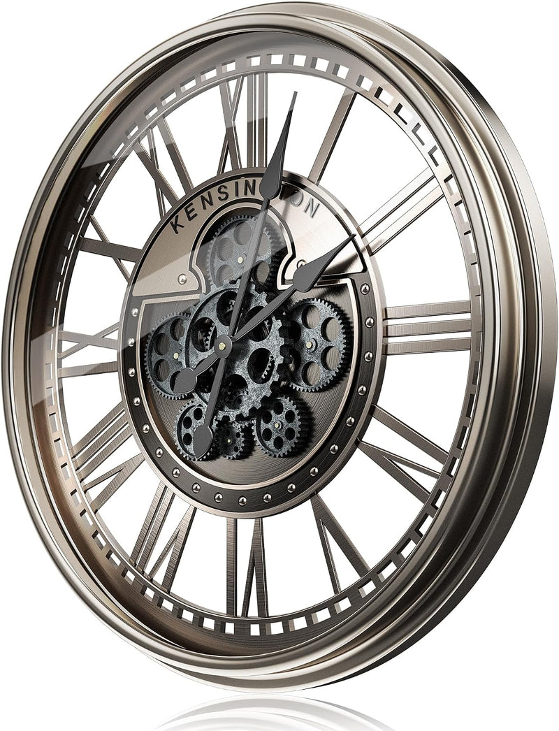 Moving Gears Wall Clock Vintage Bronze Arabic