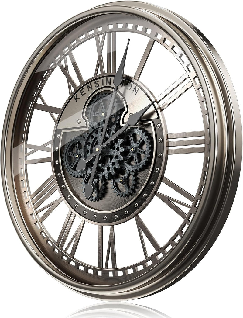 Moving Gears Wall Clock Vintage Bronze Arabic