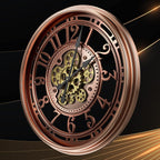 Moving Gears Wall Clock Vintage Bronze Arabic