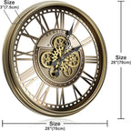 Moving Gears Wall Clock Vintage Bronze Arabic