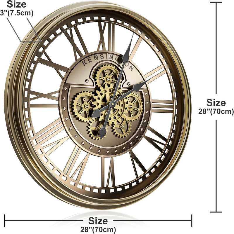 Moving Gears Wall Clock Vintage Bronze Arabic