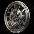 Moving Gears Wall Clock Vintage Bronze Arabic