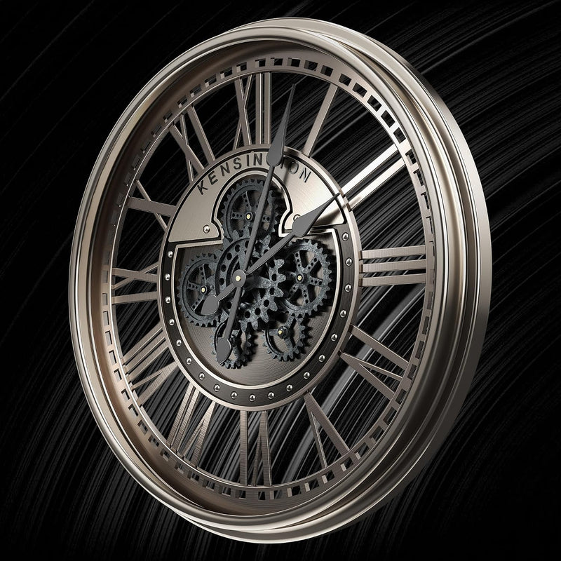 Moving Gears Wall Clock Vintage Bronze Arabic
