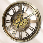 Moving Gears Wall Clock Vintage Bronze Arabic