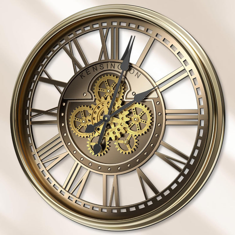 Moving Gears Wall Clock Vintage Bronze Arabic