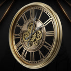 Moving Gears Wall Clock Vintage Bronze Arabic