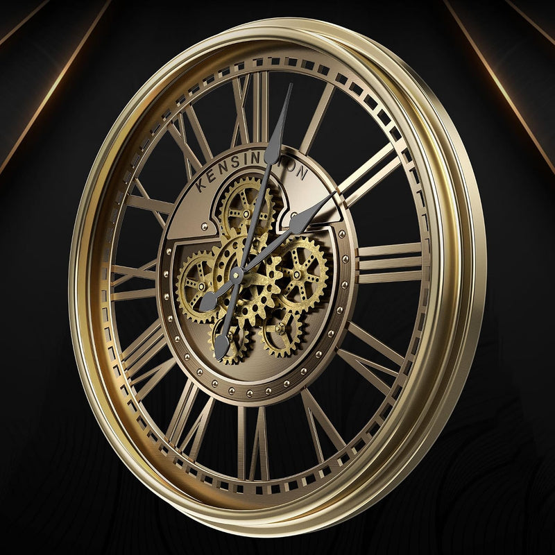 Moving Gears Wall Clock Vintage Bronze Arabic