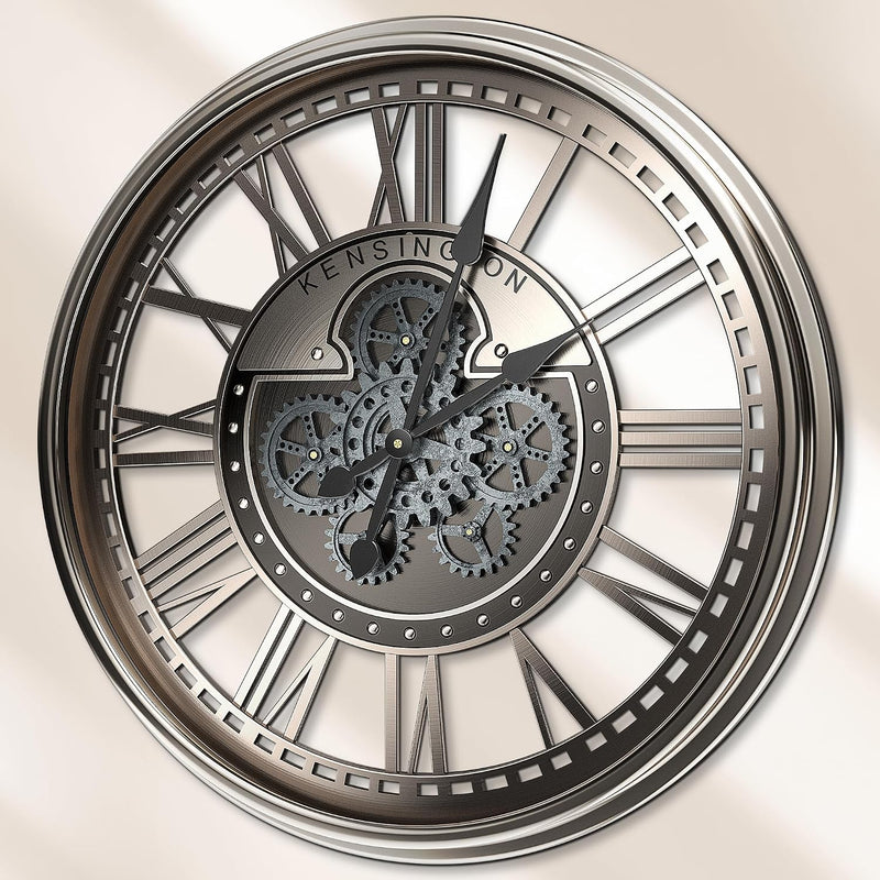Moving Gears Wall Clock Vintage Bronze Arabic